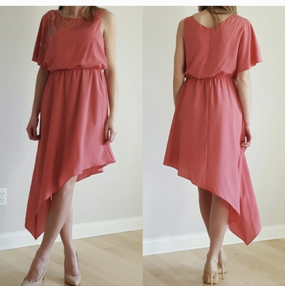 Jessica Simpson,Elegant Coral One-Shoulder Dress,Size 6